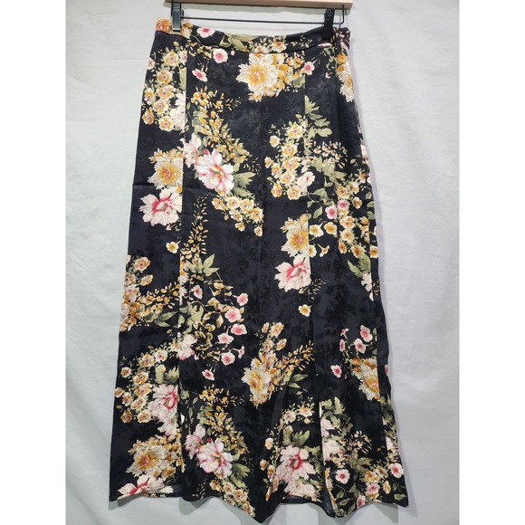 Maeve Anthropologie 6 Maxi Skirt Floral Satin Cottagecore Feminine Romantic Slit - Picture 1 of 9